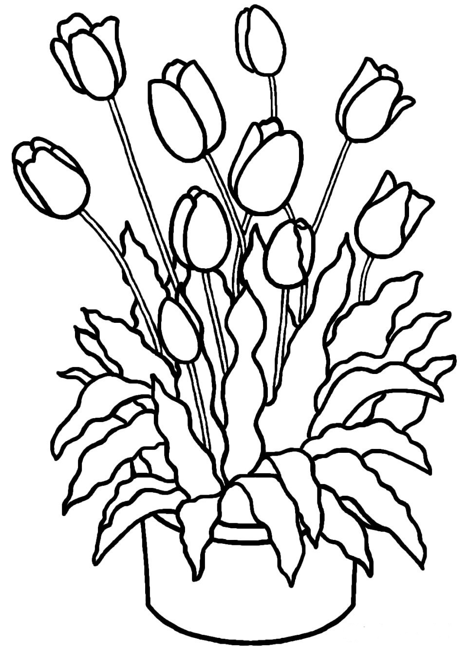 Coloring page Tulips Beautiful flowers