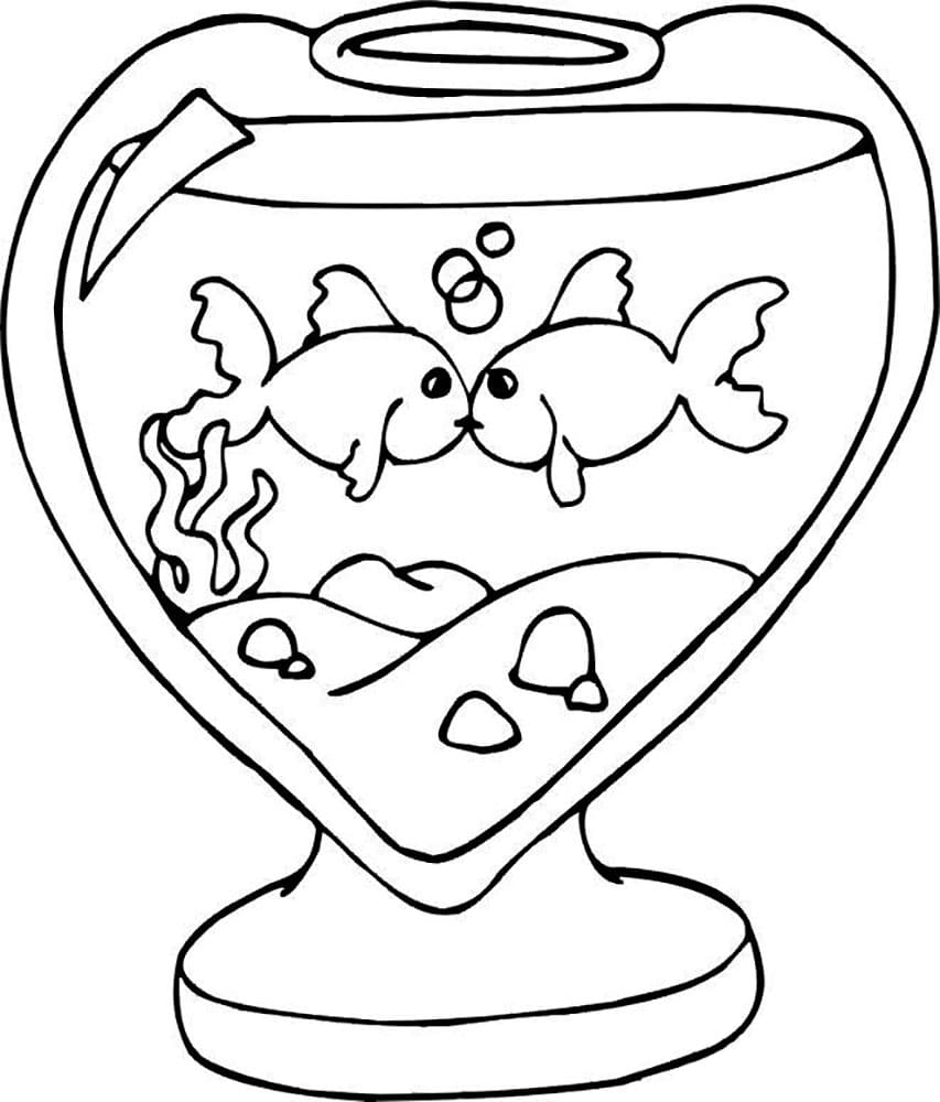 Coloring page Valentine's Day Fish - love