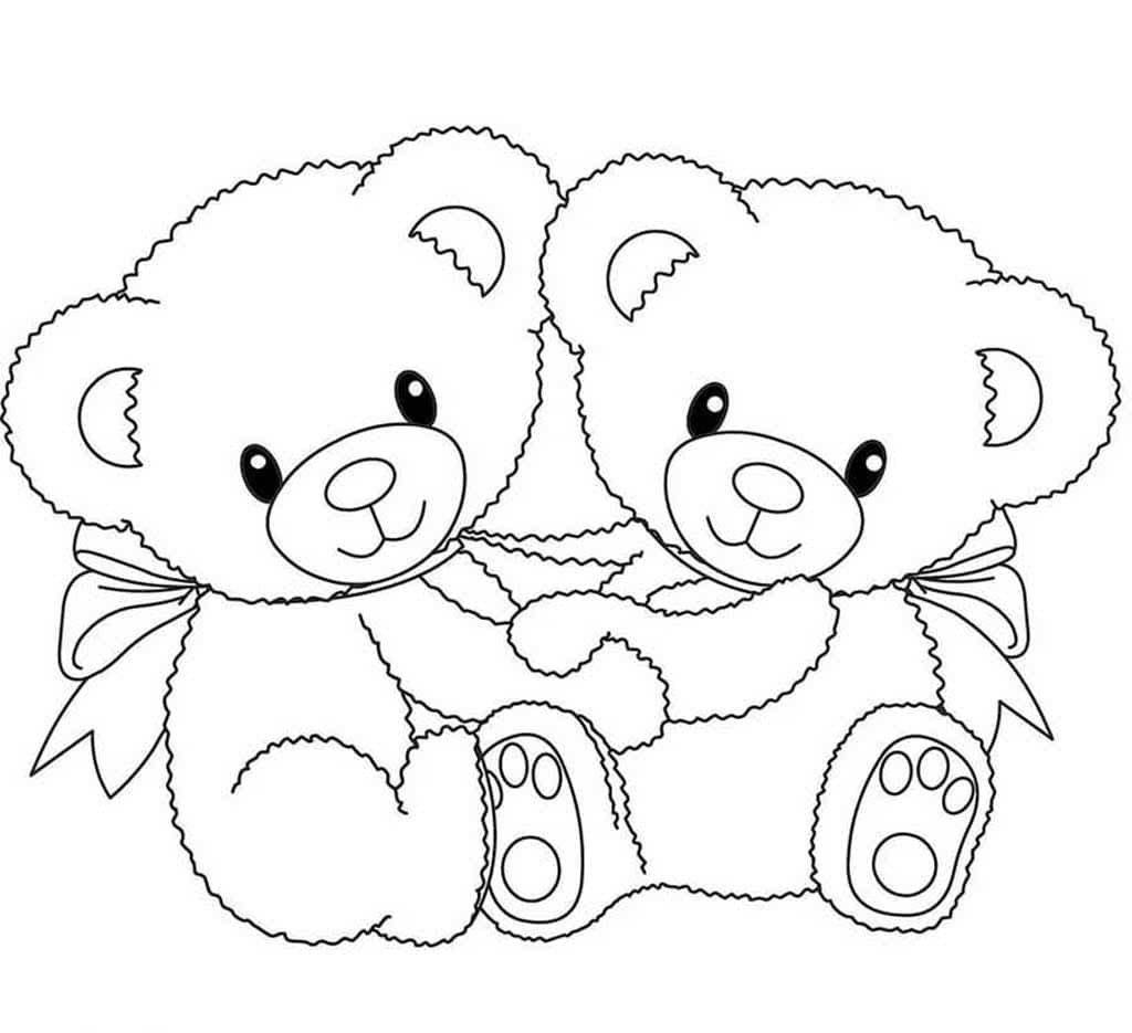 Ausmalbild Valentinstag Bären zum Valentinstag für Kinder