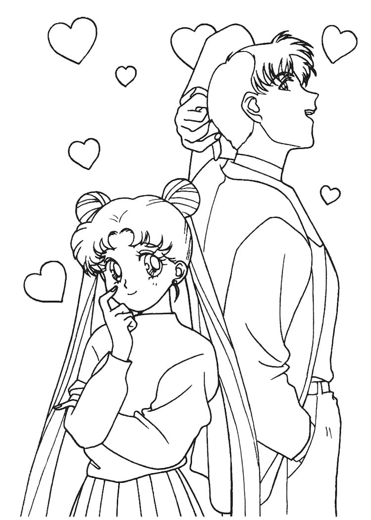 Coloring page Valentine's Day Anime February 14