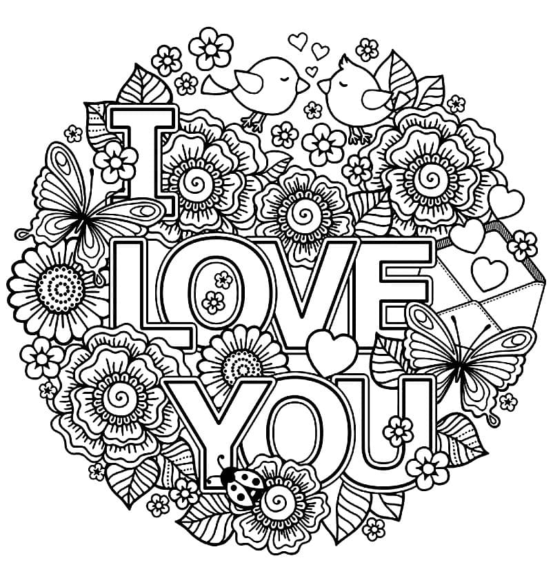 Coloring page Valentine's Day Detailed drawing for Valentine's Day