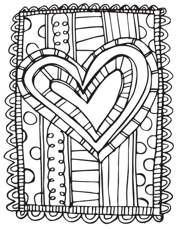 Ausmalbild Valentinstag Herz Muster