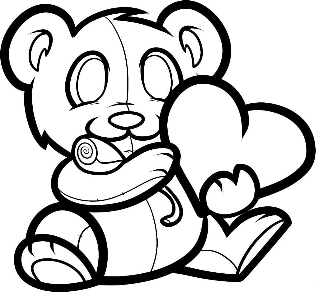 Coloring page Valentine's Day Teddy Bear