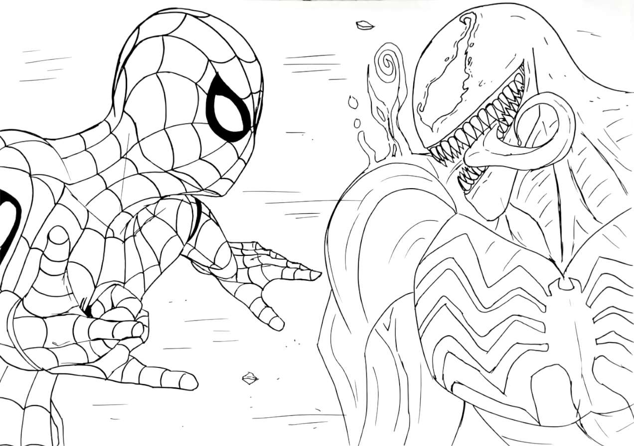 Ausmalbild Venom Spider-Man und die Venom
