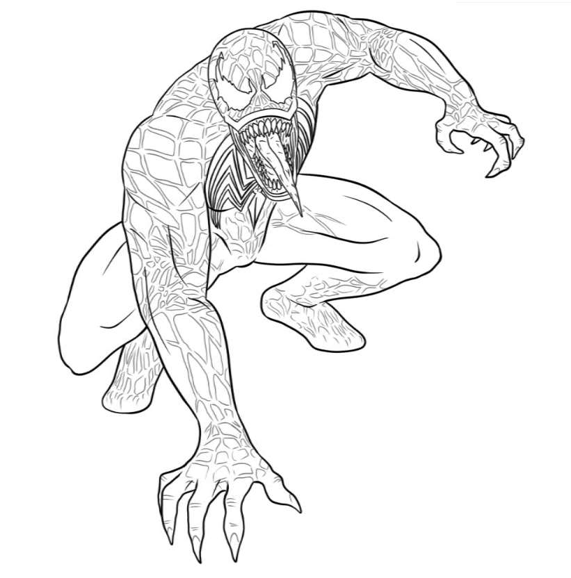 Ausmalbild Venom Venom und seine Zunge