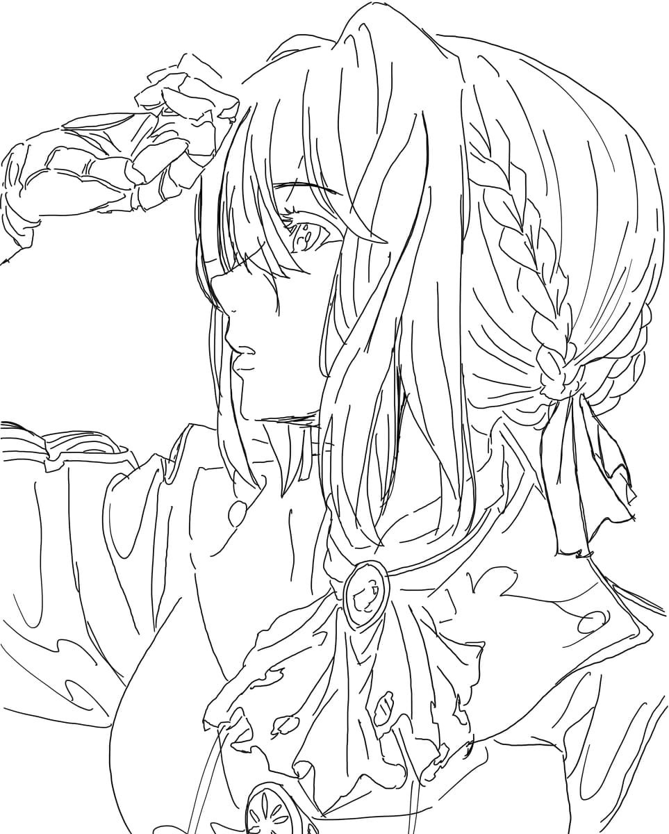 Coloring page Violet Evergarden Beautiful girl