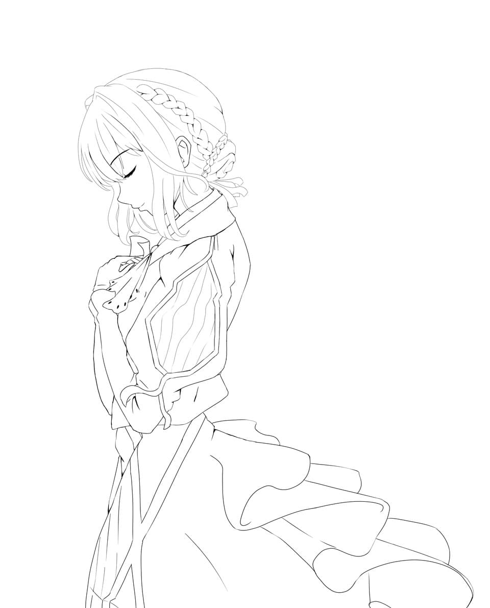 Coloring page Violet Evergarden Cute Girl