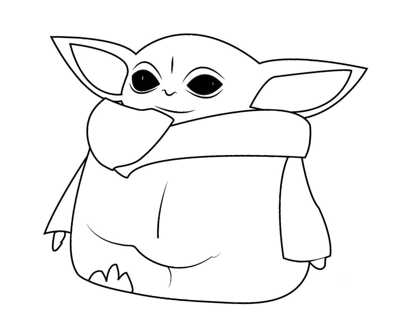 Coloring page Baby Yoda Cute character
