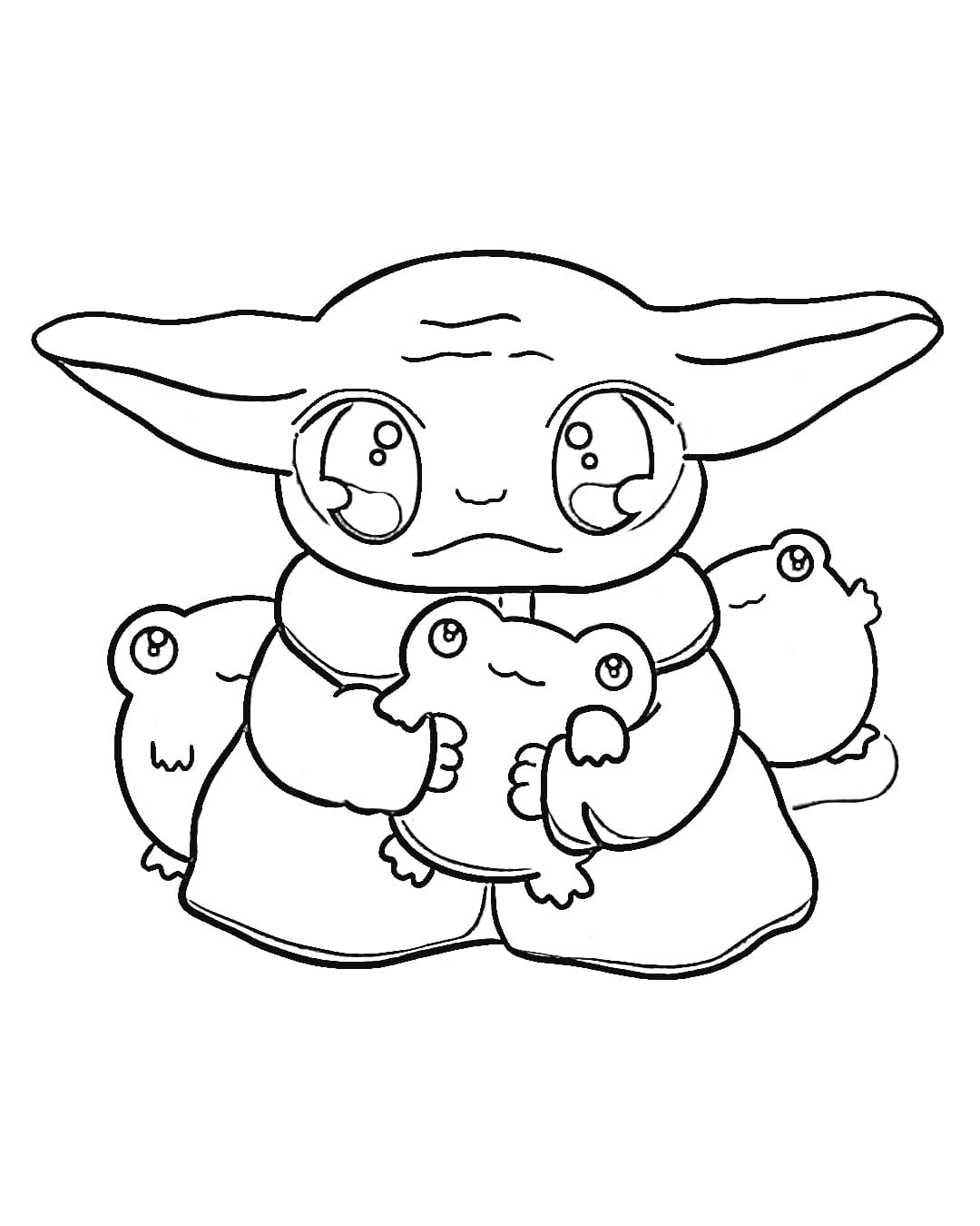 Ausmalbild Baby Yoda Kawaii