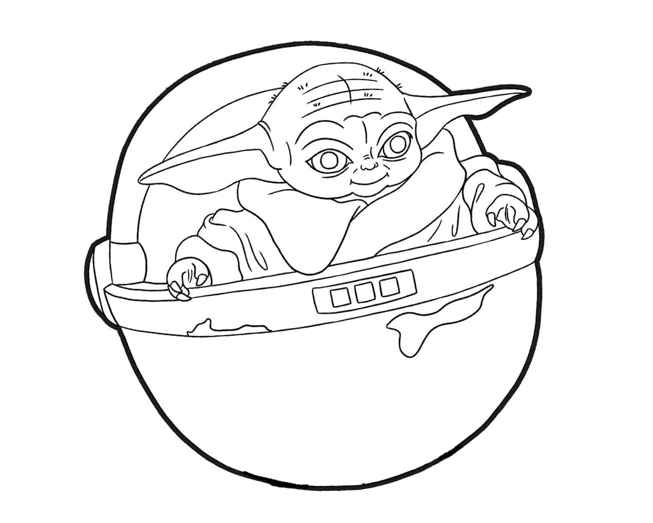 Coloring Pages Baby Yoda In the Cosmic Cradle Print