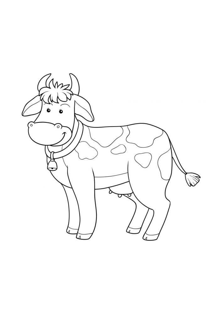 Корова с колокольчиком - раскраска для малышей