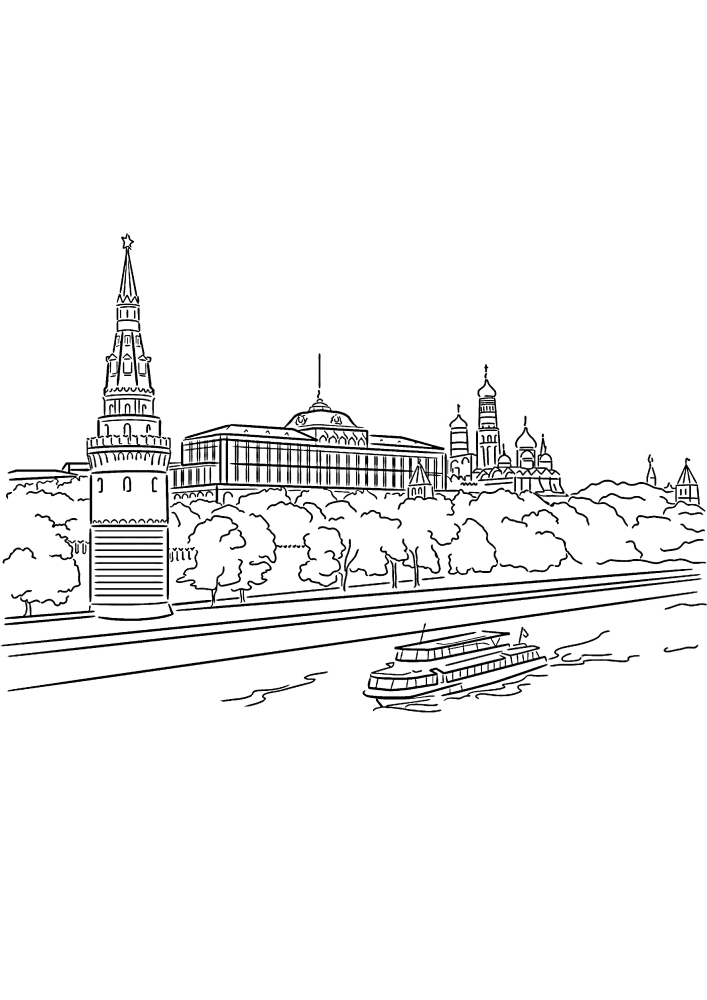 Московский кремль картинка черно белая