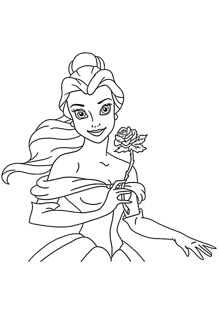 The princess is holding a beautiful rose