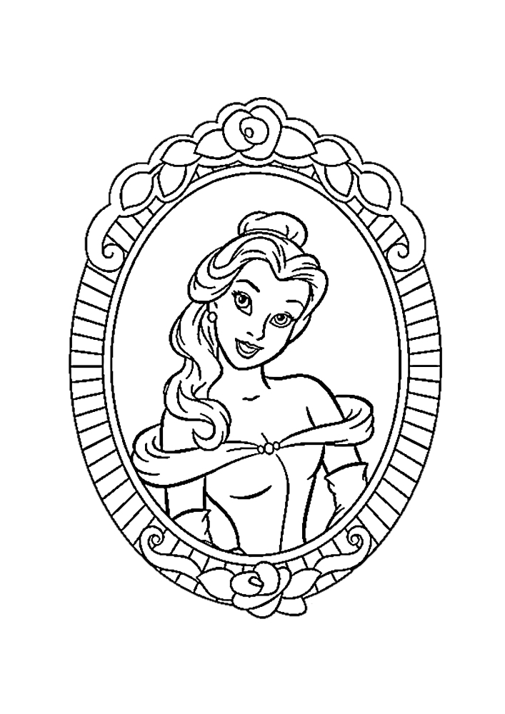 Belle im Spiegel - ausmalbild