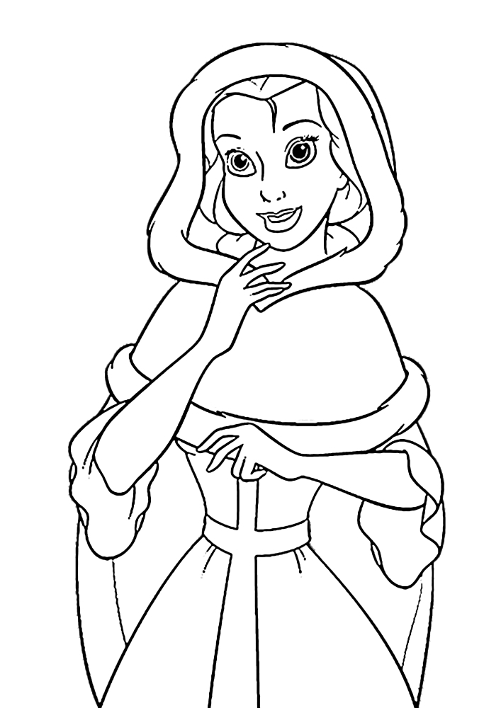 Belle in a warm cape, because it's winter outside