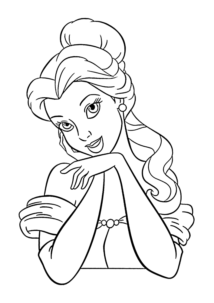 Belle poses for a coloring book