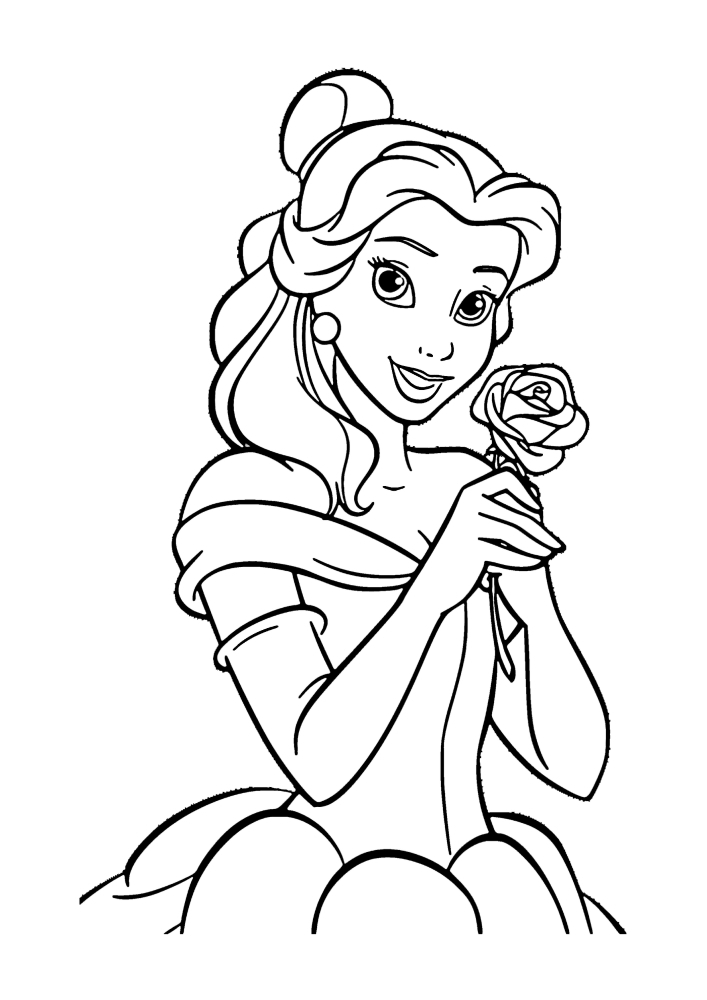 Princesse mignonne avec fleur-livre de coloriage
