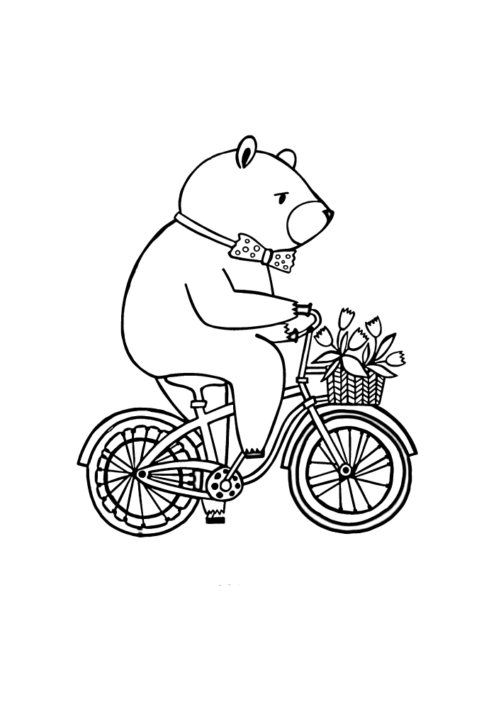 Urso leva flores para sua mãe