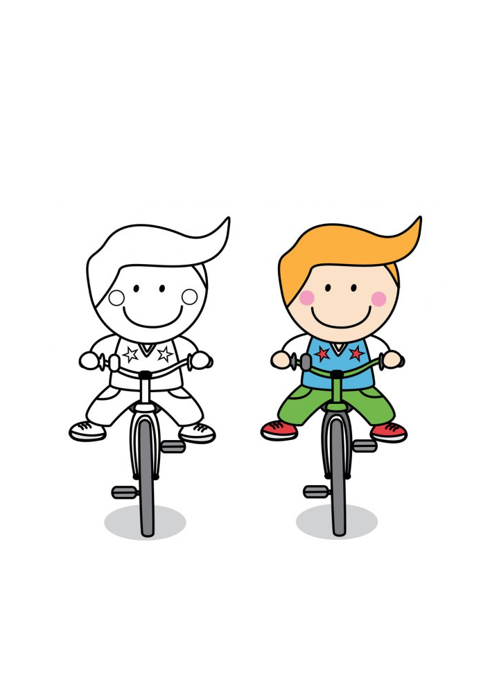 Little boy rides - black and white and color options