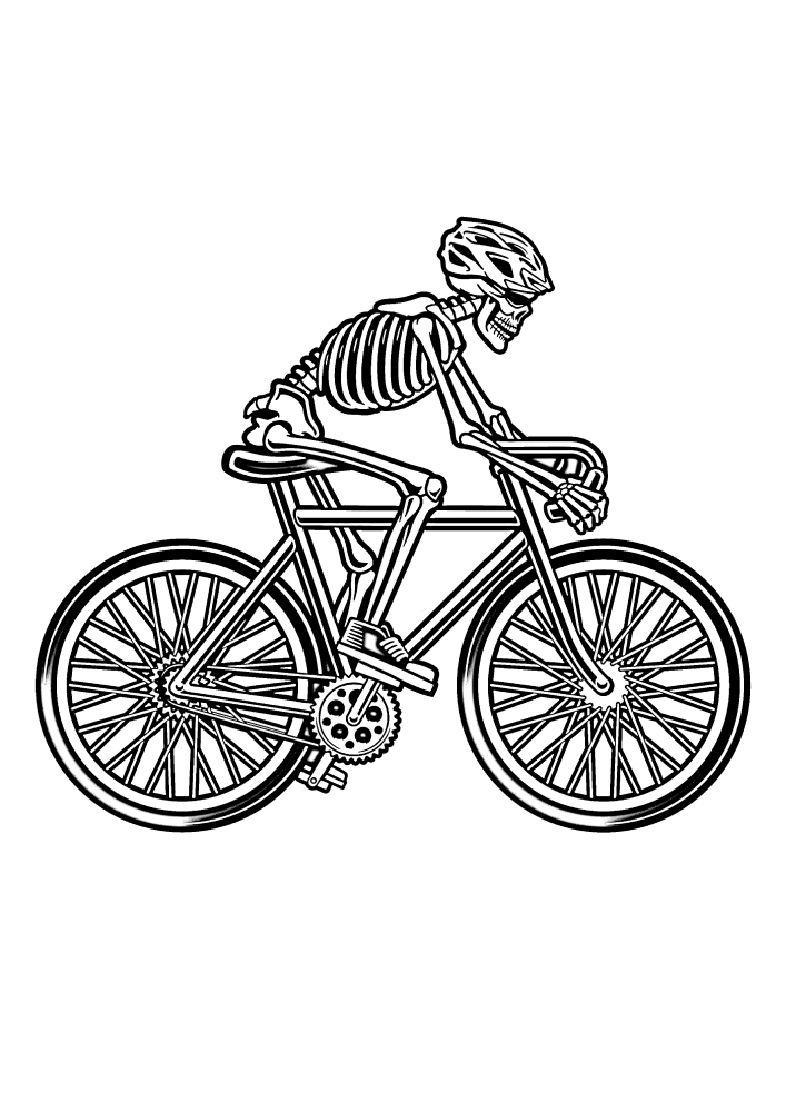 Esqueleto em uma bicicleta