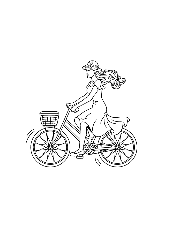A woman rides a bicycle