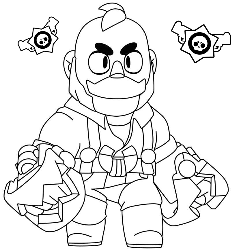 Coloring page New Brawl Stars Sam the Fighter