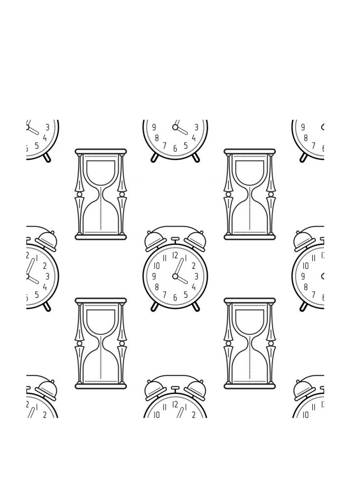 Hourglass and Regular Clock - Black and white images for relaxation