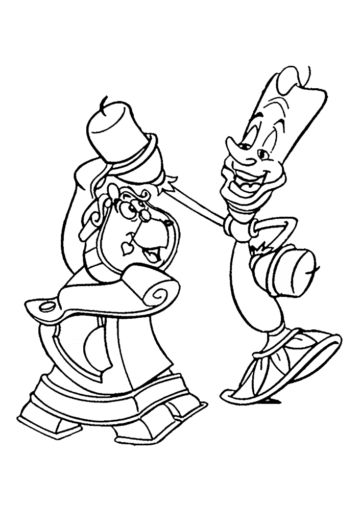 Lumiere e Cogsworth são objetos vivos do desenho animado.