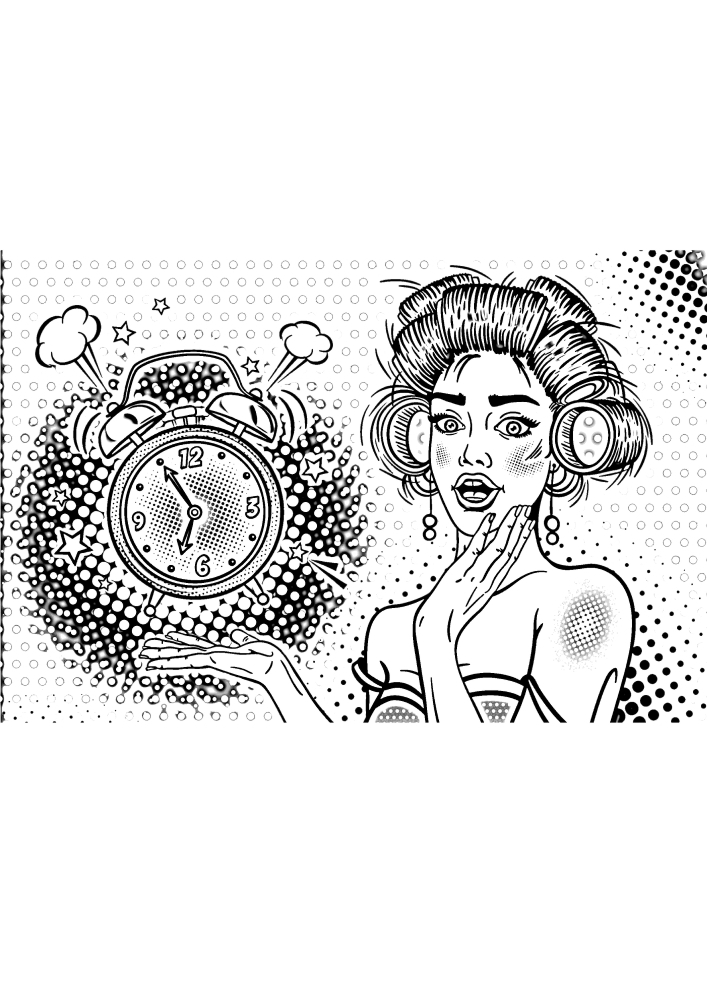 Popart coloring book girls with watches