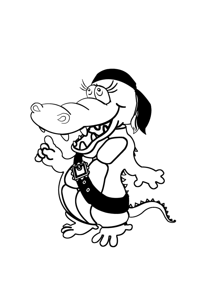 Крокодил-пират - раскраска