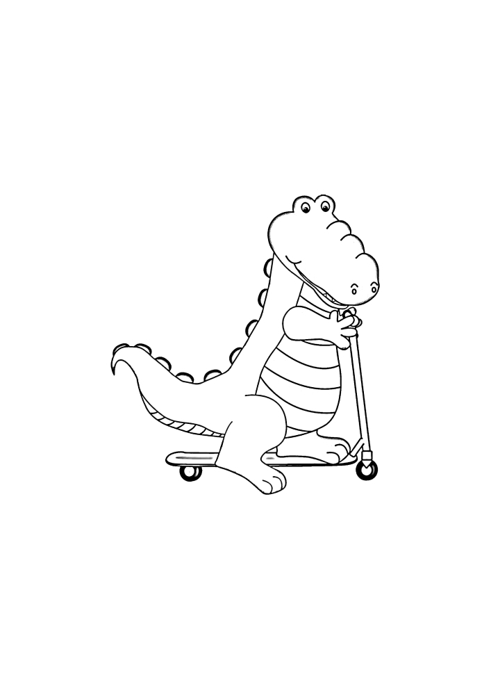 Crocodile on a scooter