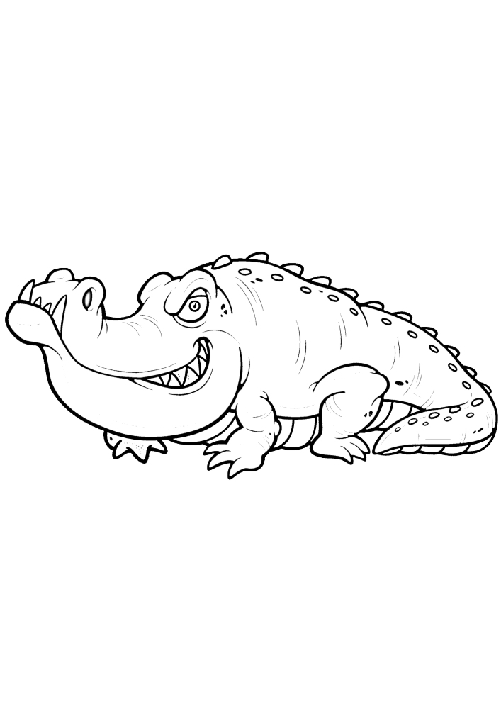 Крокодил из мультфильма - раскраска