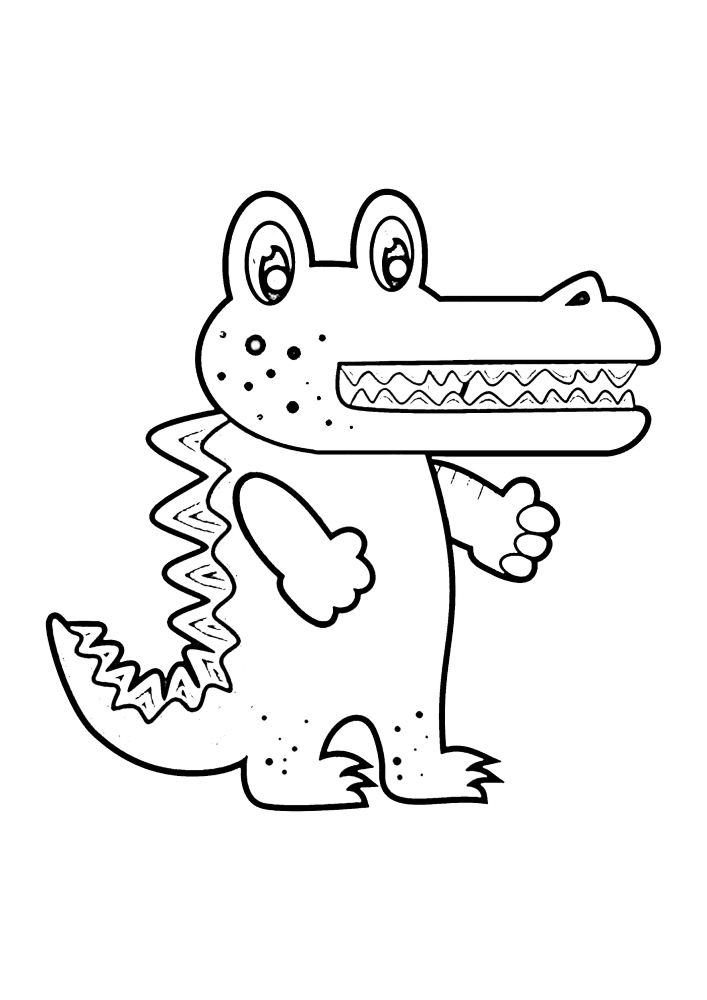 Детская раскраска милого крокодила