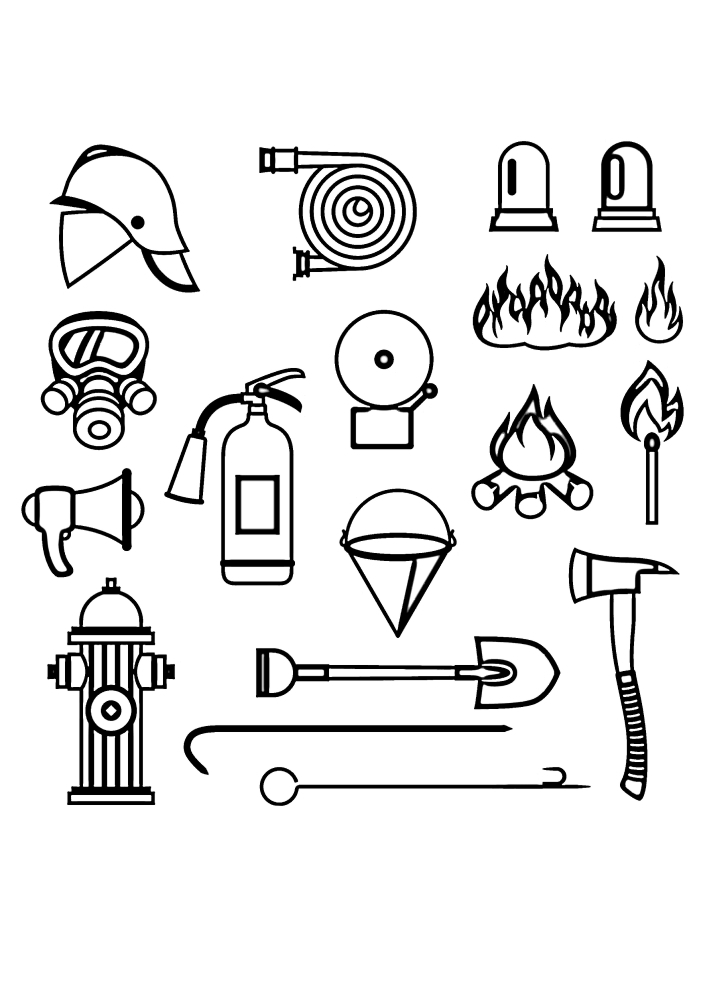 Fire fighting equipment-coloring book