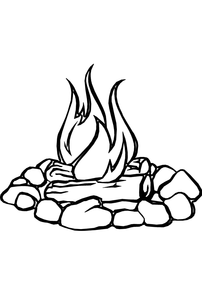 Bonfire - black and white picture for children