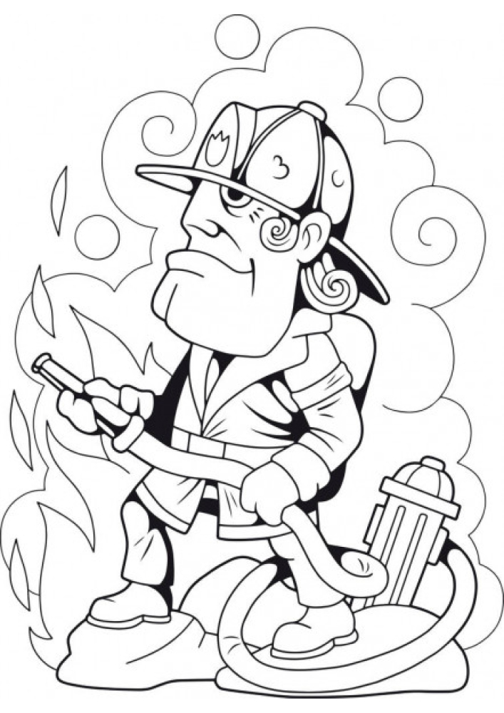 Brave Firefighter-Coloring book