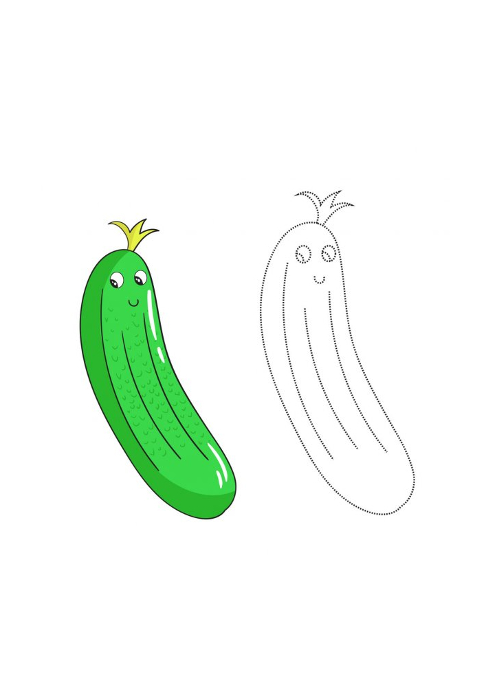 Cute cucumber - coloring by dots