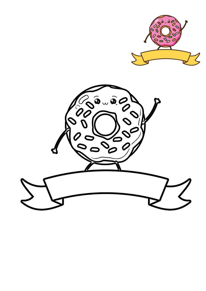 Cute donut coloring book with coloring pattern