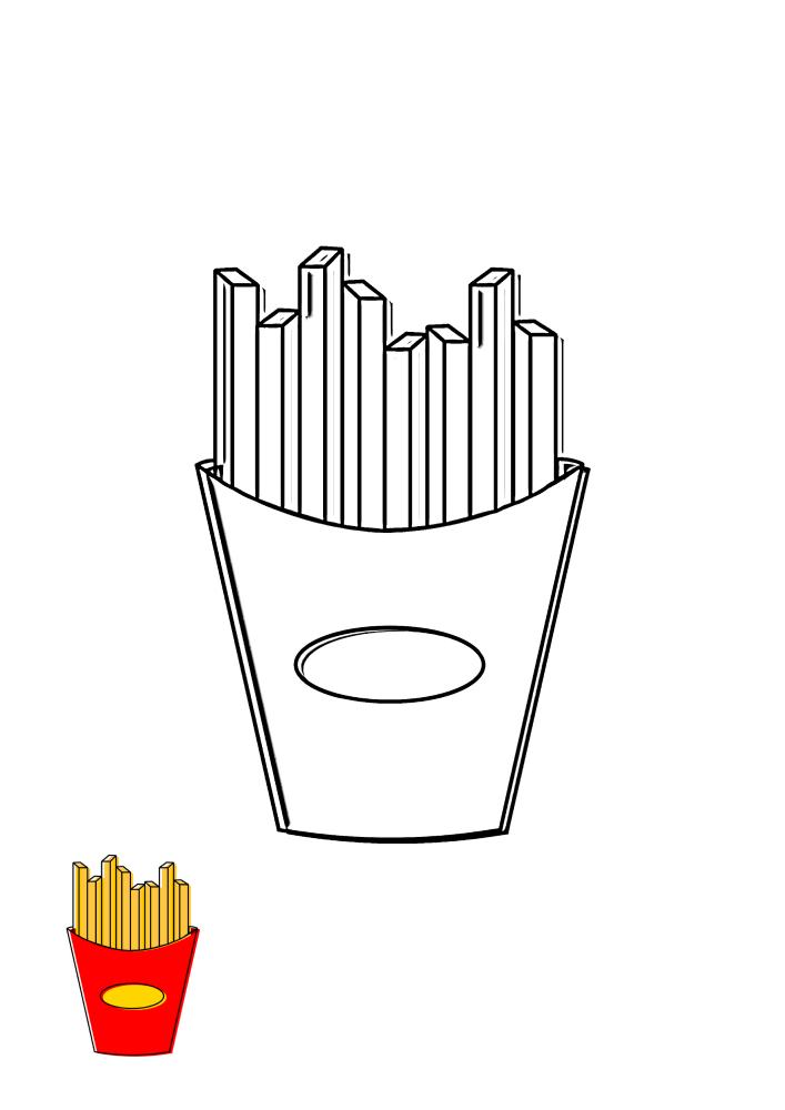 French fries-coloring book with a sample of coloring