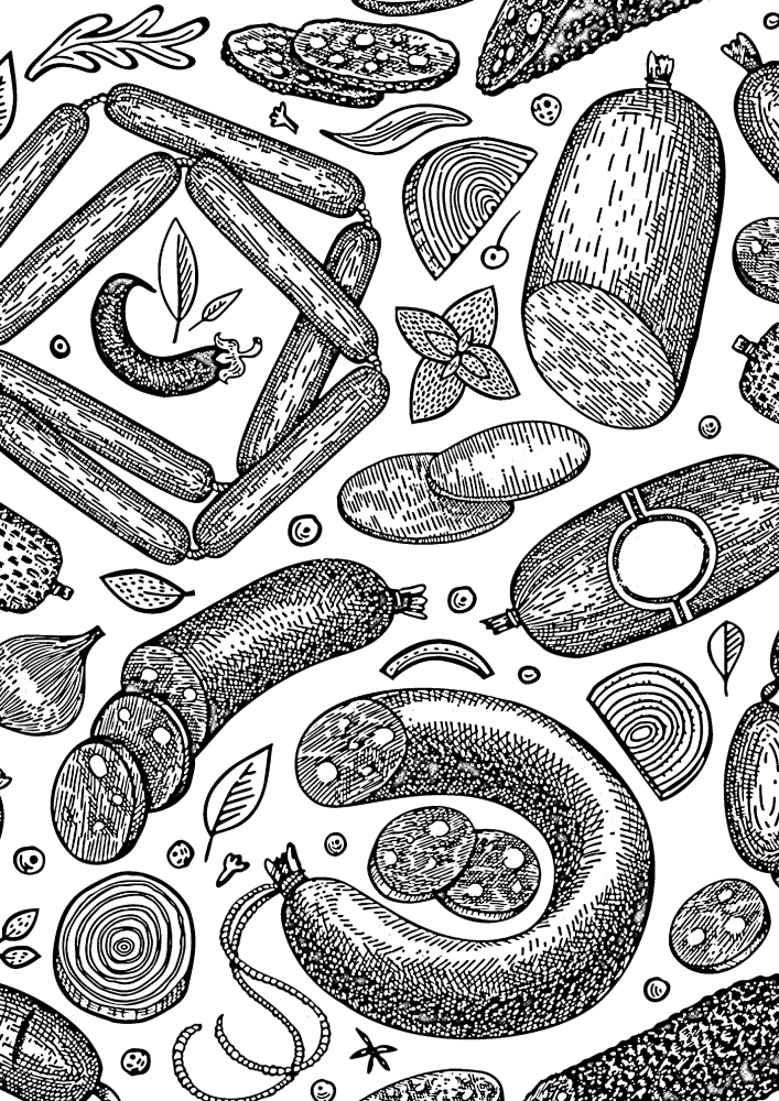 Sausage products-coloring book