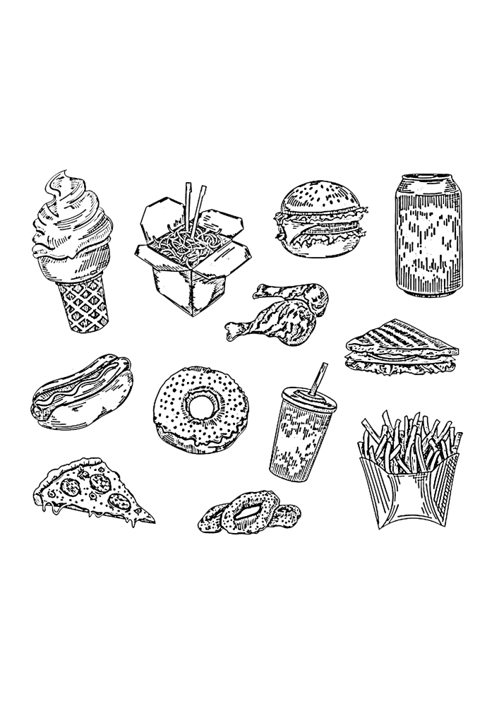 Comida rápida americana-imagen en blanco y negro