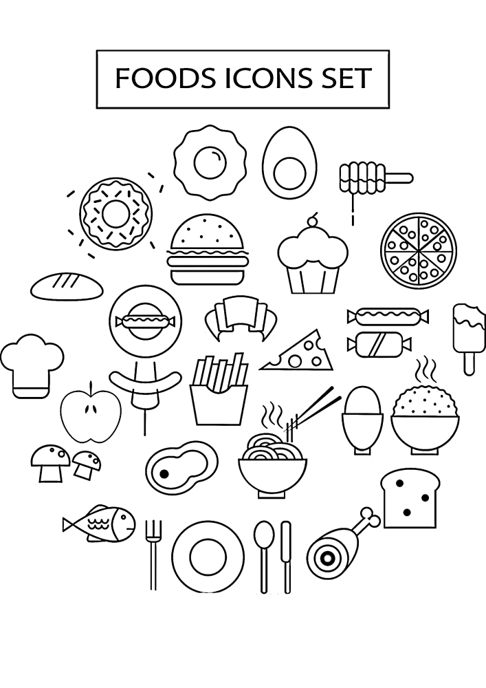 Ícones de alimentos diferentes