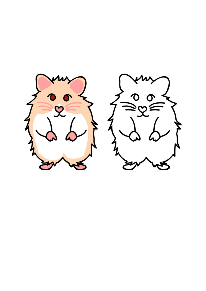 Cute hamster-coloring book with a pattern of coloring