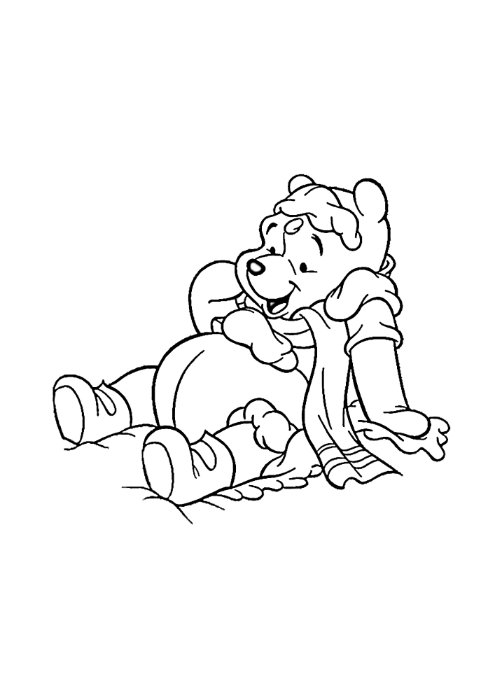 Winnie the Pooh fiel von der Tatsache, dass er von einem Schneeball getroffen wurde
