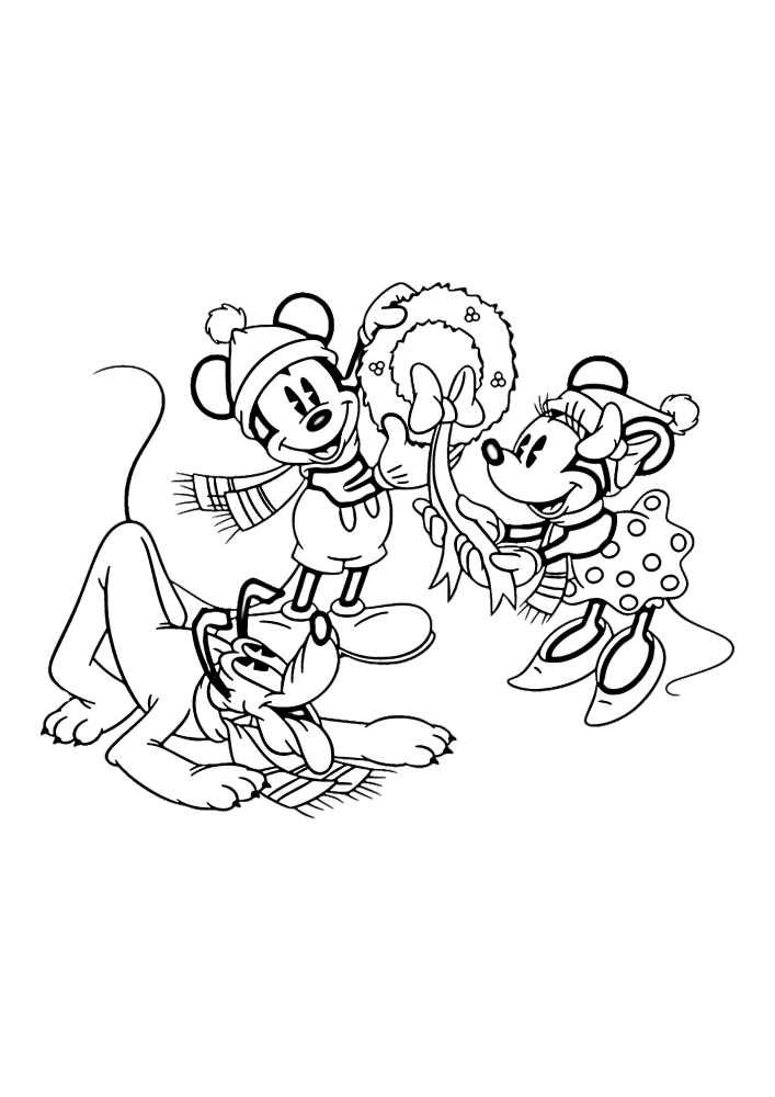 Plutão, Mickey e Minnie se preparam para o feriado