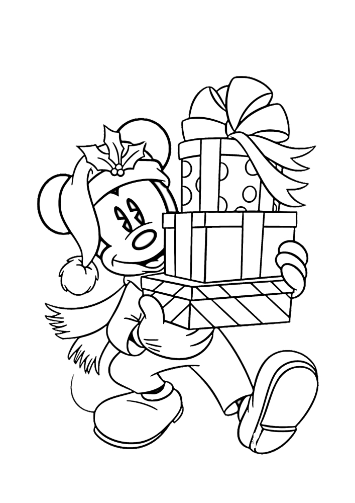 Микки Маус несёт подарки всем своим друзьям