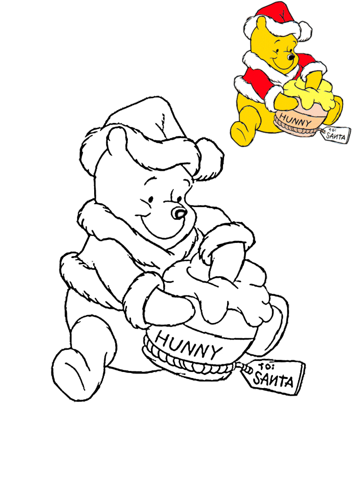Even on New Year's Eve, Winnie the Pooh likes to eat honey.