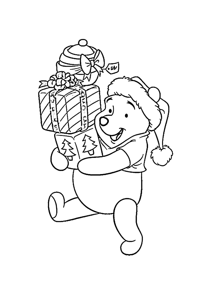 Winnie the Pooh carrega presentes