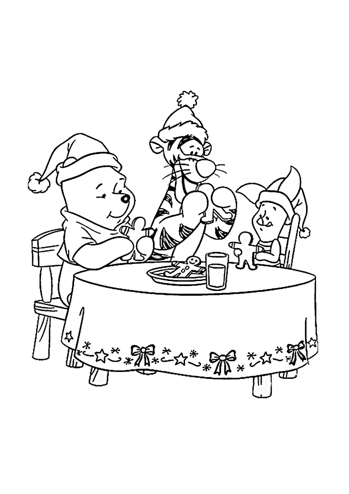 Mesa festiva com personagens da Disney - livro de colorir para crianças