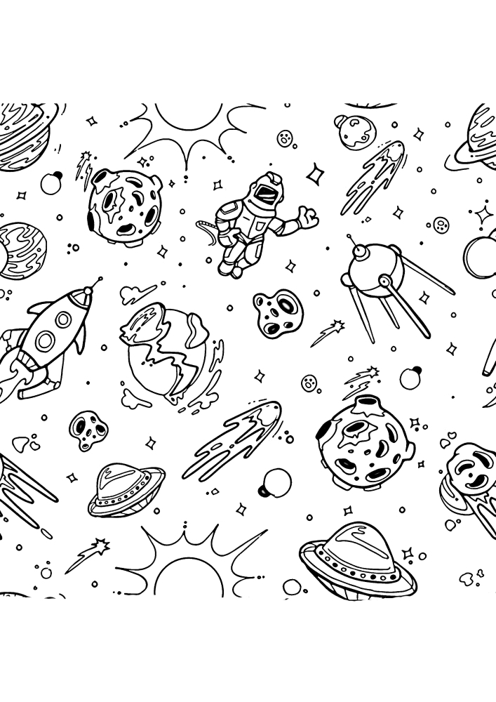 Relaxing space coloring book